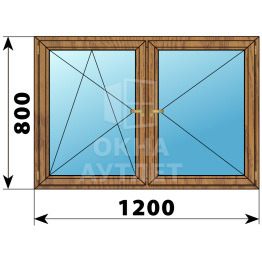 Двухстворчатое деревянное окно из лиственницы ПО-П 1200×800 ОА-35771