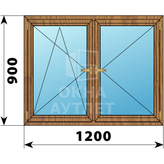 Двухстворчатое деревянное окно из лиственницы ПО-П 1200×900 ОА-35993