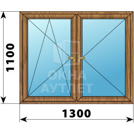 Двухстворчатое деревянное окно из лиственницы ПО-П 1300×1100 ОА-36608