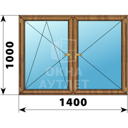 Двухстворчатое деревянное окно из лиственницы ПО-П 1400×1000 ОА-36554