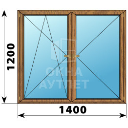 Двухстворчатое деревянное окно из лиственницы ПО-П 1400×1200 ОА-36935