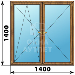 Двухстворчатое деревянное окно из лиственницы ПО-П 1400×1400 ОА-37211