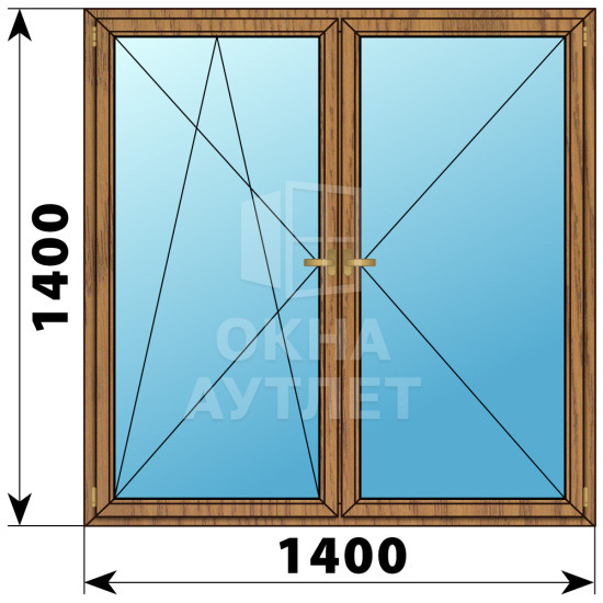 Двухстворчатое деревянное окно из лиственницы ПО-П 1400×1400 ОА-37211