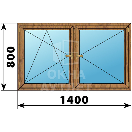 Двухстворчатое деревянное окно из лиственницы ПО-П 1400×800 ОА-36074