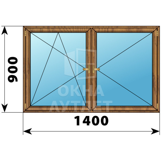 Двухстворчатое деревянное окно из лиственницы ПО-П 1400×900 ОА-36329
