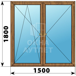 Двухстворчатое деревянное окно из лиственницы ПО-П 1500×1800 ОА-37667
