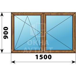 Двухстворчатое деревянное окно из лиственницы ПО-П 1500×900 ОА-36491