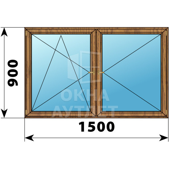 Двухстворчатое деревянное окно из лиственницы ПО-П 1500×900 ОА-36491