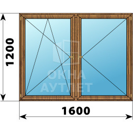 Двухстворчатое деревянное окно из лиственницы ПО-П 1600×1200 ОА-37175