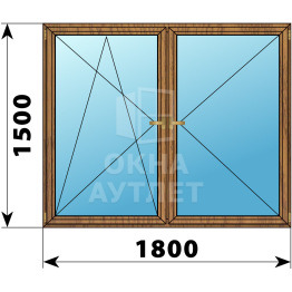 Двухстворчатое деревянное окно из лиственницы ПО-П 1800×1500 ОА-37670