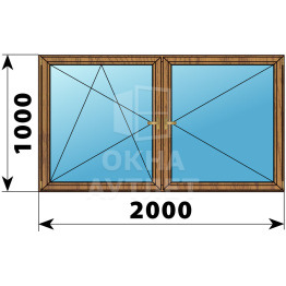 Двухстворчатое деревянное окно из лиственницы ПО-П 2000×1000 ОА-37244