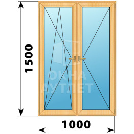 Двухстворчатое деревянное окно из сосны ПО-П 1000×1500 ОА-35669