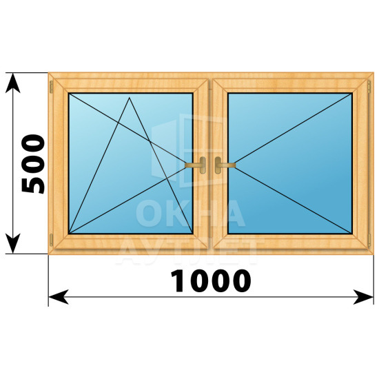 Двухстворчатое деревянное окно из сосны ПО-П 1000×500 ОА-34640
