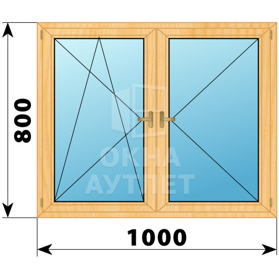 Двухстворчатое деревянное окно из сосны ПО-П 1000×800 ОА-34862