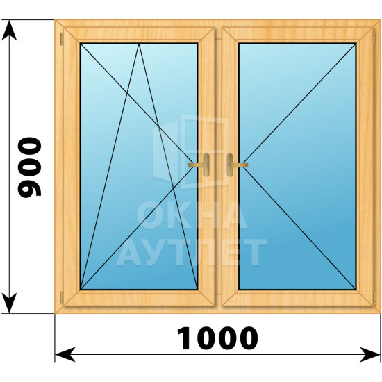Двухстворчатое деревянное окно из сосны ПО-П 1000×900 ОА-34973