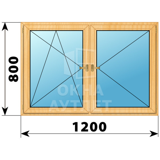 Двухстворчатое деревянное окно из сосны ПО-П 1200×800 ОА-35027