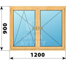 Двухстворчатое деревянное окно из сосны ПО-П 1200×900 ОА-35162