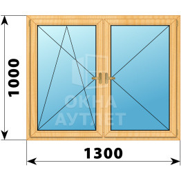 Двухстворчатое деревянное окно из сосны ПО-П 1300×1000 ОА-35414