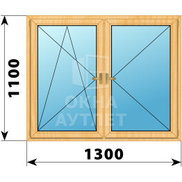 Двухстворчатое деревянное окно из сосны ПО-П 1300×1100 ОА-35579