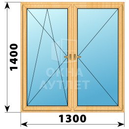 Двухстворчатое деревянное окно из сосны ПО-П 1300×1400 ОА-36041