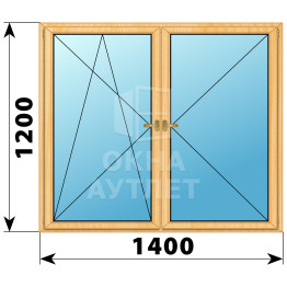 Двухстворчатое деревянное окно из сосны ПО-П 1400×1200 ОА-35882