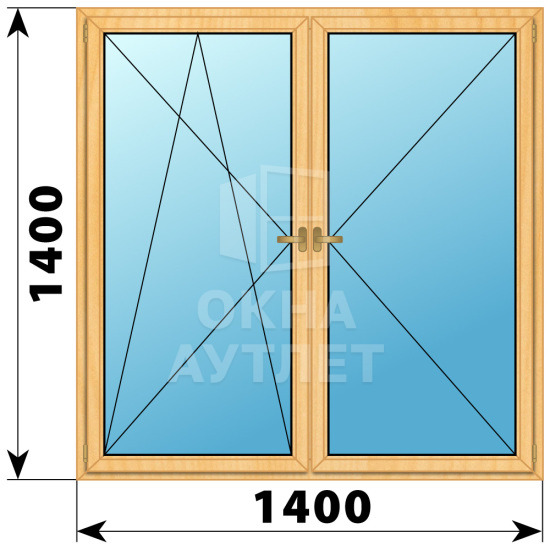 Двухстворчатое деревянное окно из сосны ПО-П 1400×1400 ОА-36194