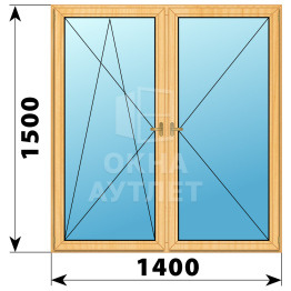 Двухстворчатое деревянное окно из сосны ПО-П 1400×1500 ОА-36341