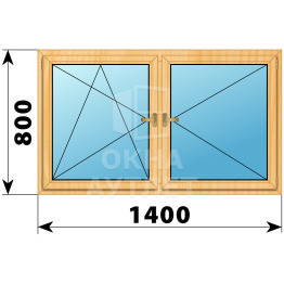Двухстворчатое деревянное окно из сосны ПО-П 1400×800 ОА-35195