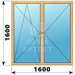Двухстворчатое деревянное окно из сосны ПО-П 1600×1600 ОА-36761