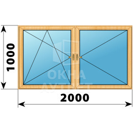 Двухстворчатое деревянное окно из сосны ПО-П 2000×1000 ОА-36245
