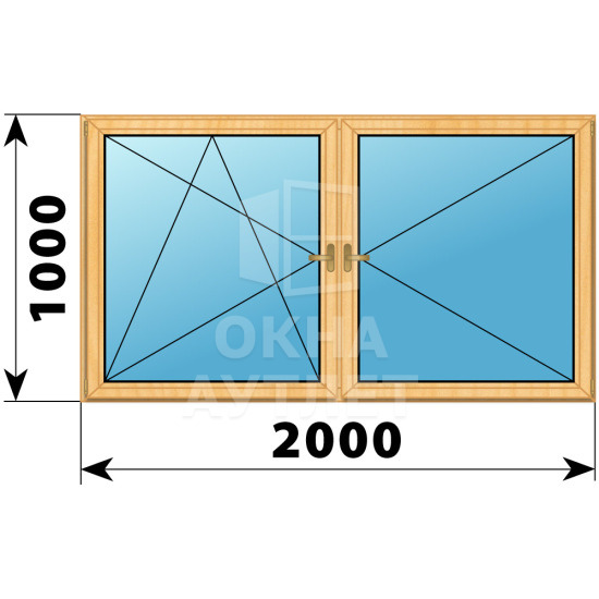 Двухстворчатое деревянное окно из сосны ПО-П 2000×1000 ОА-36245