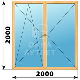 Двухстворчатое деревянное окно из сосны ПО-П 2000×2000 ОА-37547