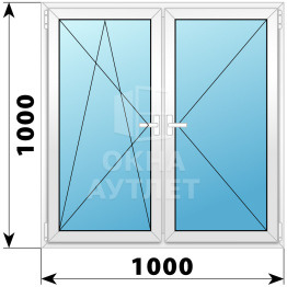 Двухстворчатое поворотно-откидное пластиковое окно ПО-П 1000×1000 ОА-32394