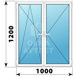 Двухстворчатое поворотно-откидное пластиковое окно ПО-П 1000×1200 ОА-32484