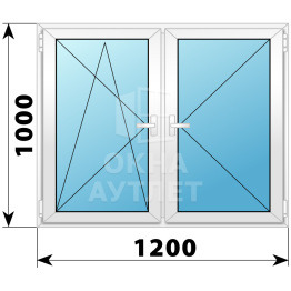 Двухстворчатое поворотно-откидное пластиковое окно ПО-П 1200×1000 ОА-32487
