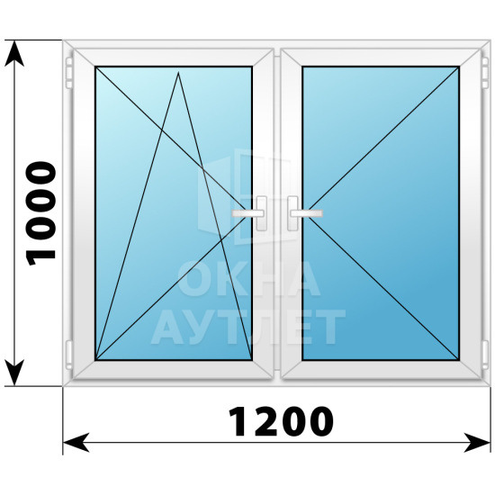 Двухстворчатое поворотно-откидное пластиковое окно ПО-П 1200×1000 ОА-32487
