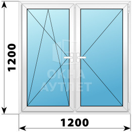 Двухстворчатое поворотно-откидное пластиковое окно ПО-П 1200×1200 ОА-32631