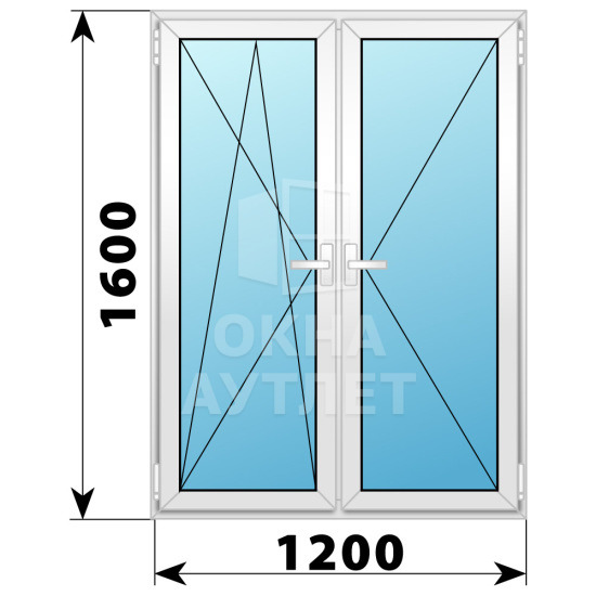 Двухстворчатое поворотно-откидное пластиковое окно ПО-П 1200×1600 ОА-32868