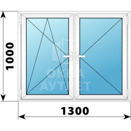 Двухстворчатое поворотно-откидное пластиковое окно ПО-П 1300×1000 ОА-32535