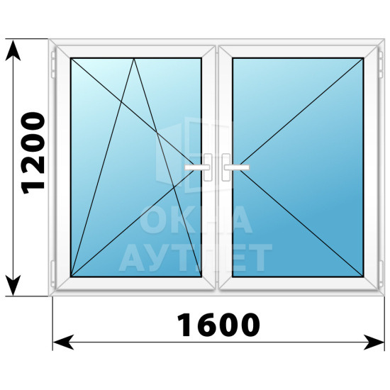 Двухстворчатое поворотно-откидное пластиковое окно ПО-П 1600×1200 ОА-32871