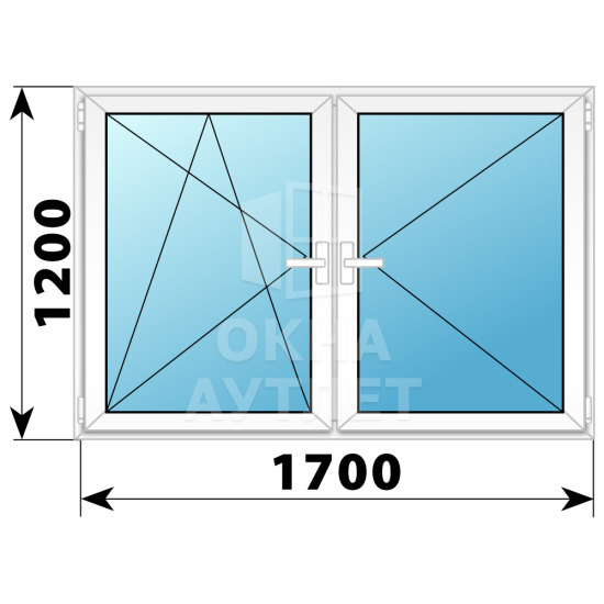 Двухстворчатое поворотно-откидное пластиковое окно ПО-П 1700×1200 ОА-32931