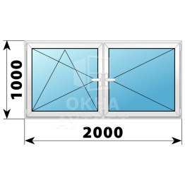 Двухстворчатое поворотно-откидное пластиковое окно ПО-П 2000×1000 ОА-32913