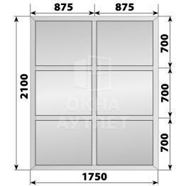 Глухая алюминиевая перегородка 1750×2100 ОА-68179