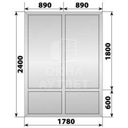 Глухая алюминиевая перегородка 1780×2400 ОА-68131