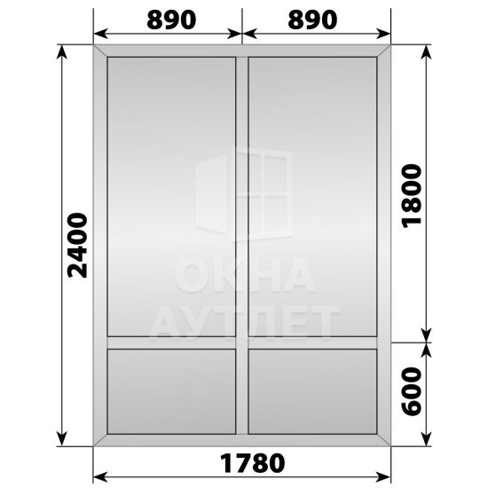 Глухая алюминиевая перегородка 1780×2400 ОА-68131