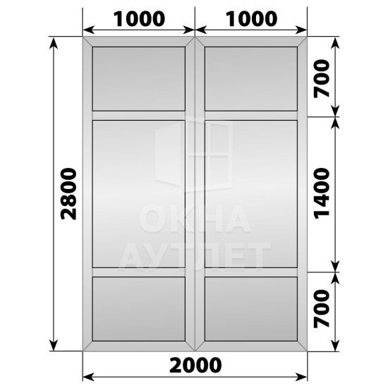 Глухая алюминиевая перегородка 2000×2800 ОА-68194