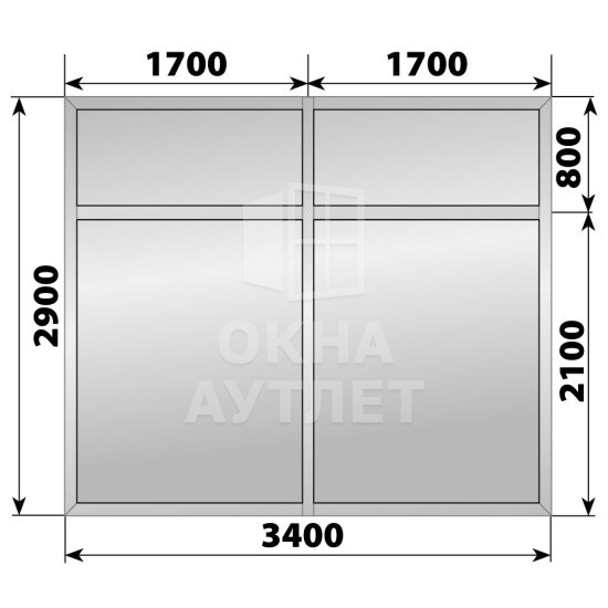 Глухая алюминиевая перегородка 3400×2900 ОА-68248