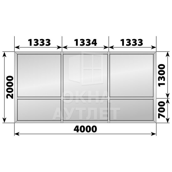 Глухая алюминиевая перегородка 4000×2000 ОА-68155