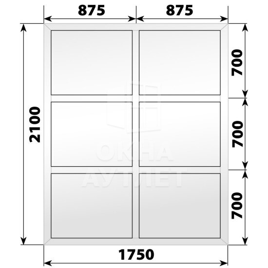 Глухая пластиковая перегородка 1750×2100 ОА-68176
