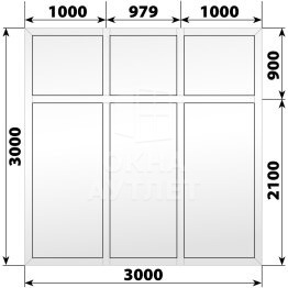 Глухая пластиковая перегородка 3000×3000 ОА-68239